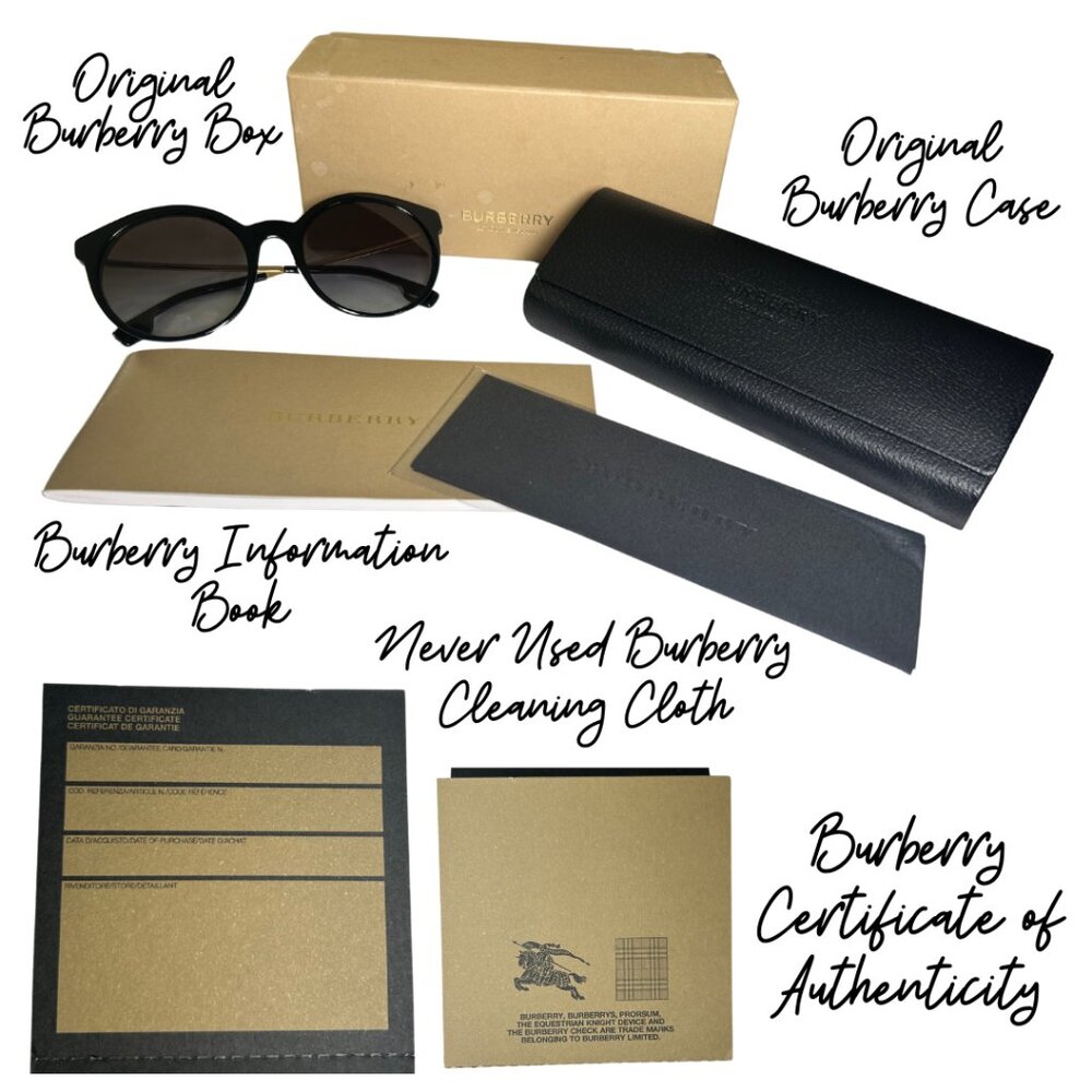 Burberry Black and Gray Gradient Horned Round Sunglasses 53mm